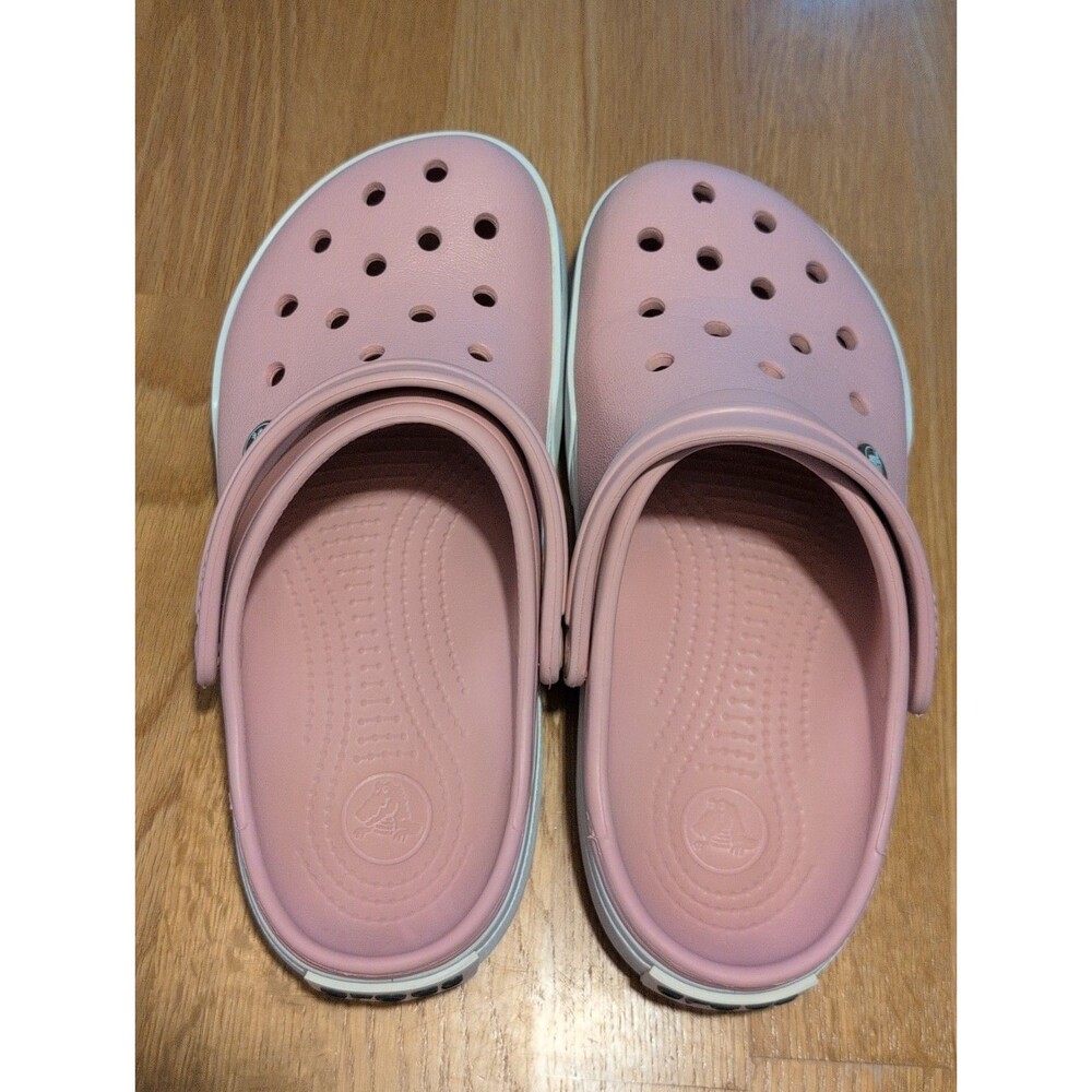 Crocs Crocband II Clogs Pink And White Women 9 Men 7 Comfy! Great Condition! - Picture 2 of 7